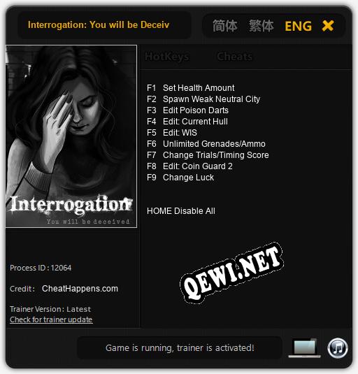 Interrogation: You will be Deceived: Трейнер +9 [v1.8]