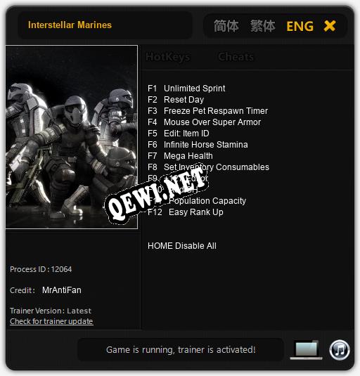 Interstellar Marines: Трейнер +12 [v1.9]