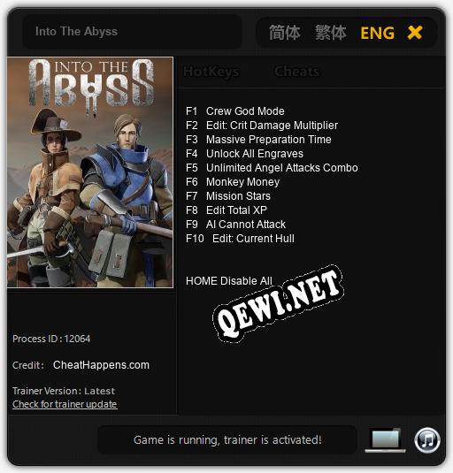 Трейнер для Into The Abyss [v1.0.8]