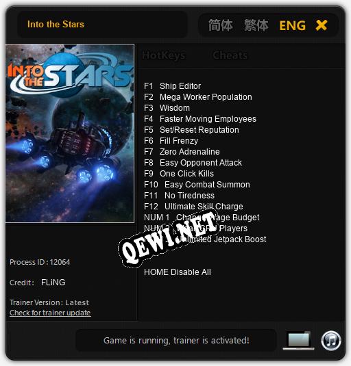 Трейнер для Into the Stars [v1.0.9]