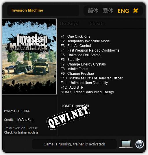 Invasion Machine: ТРЕЙНЕР И ЧИТЫ (V1.0.20)