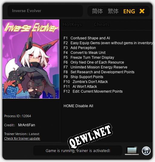 Inverse Evolver: Трейнер +12 [v1.6]