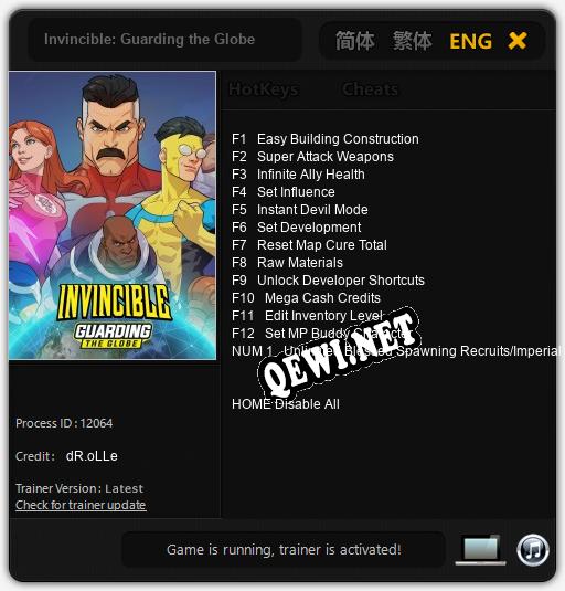 Трейнер для Invincible: Guarding the Globe [v1.0.9]