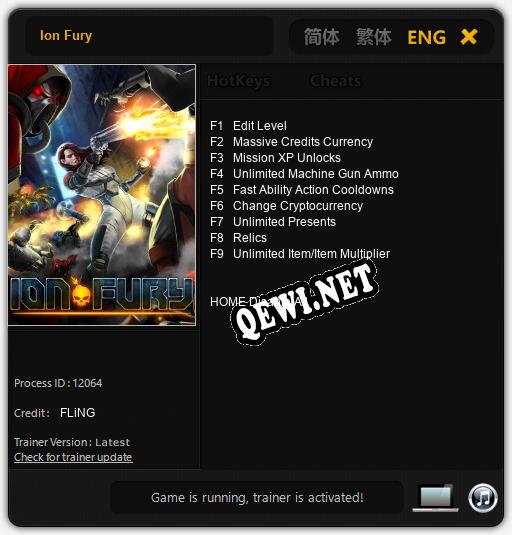 Ion Fury: ТРЕЙНЕР И ЧИТЫ (V1.0.75)