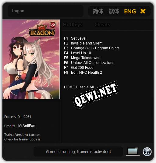 Iragon: Трейнер +8 [v1.2]