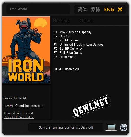 Трейнер для Iron World [v1.0.2]