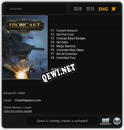 Трейнер для Ironcast [v1.0.1]