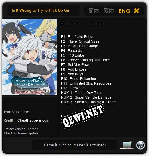 Is It Wrong to Try to Pick Up Girls in a Dungeon? Infinite Combate: Читы, Трейнер +15 [CheatHappens.com]