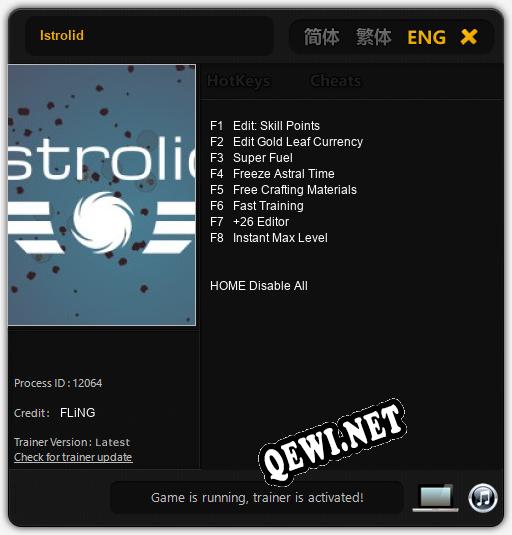 Istrolid: Трейнер +8 [v1.4]