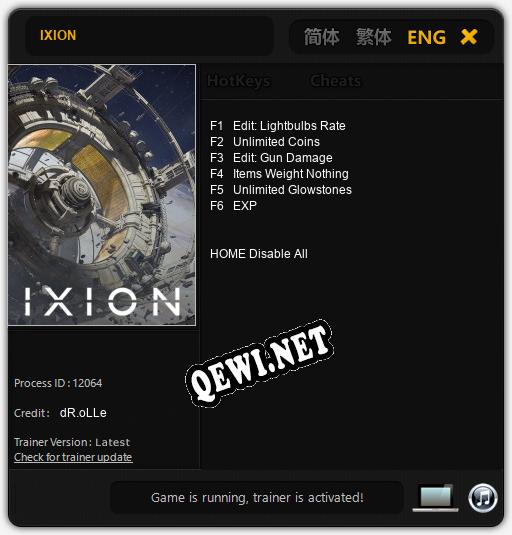 IXION: ТРЕЙНЕР И ЧИТЫ (V1.0.17)