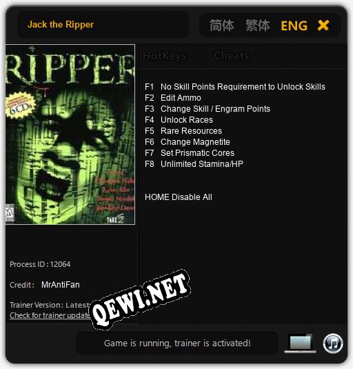 Jack the Ripper: ТРЕЙНЕР И ЧИТЫ (V1.0.69)