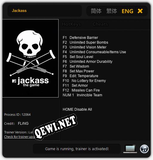 Трейнер для Jackass [v1.0.8]