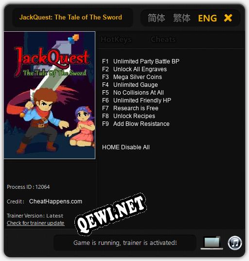 JackQuest: The Tale of The Sword: ТРЕЙНЕР И ЧИТЫ (V1.0.39)