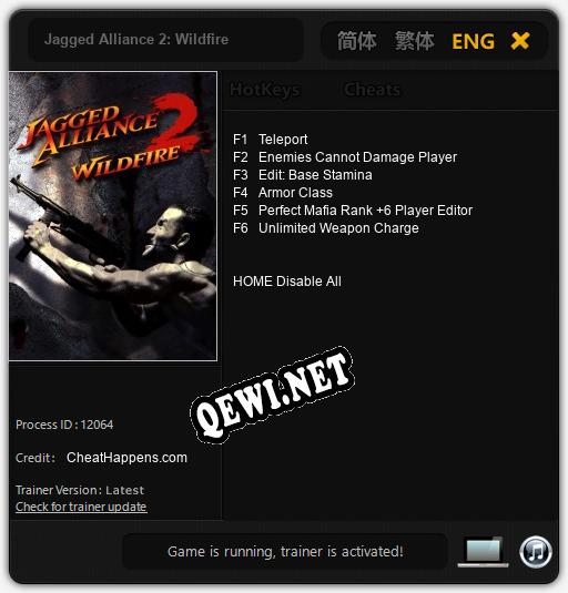 Трейнер для Jagged Alliance 2: Wildfire [v1.0.5]