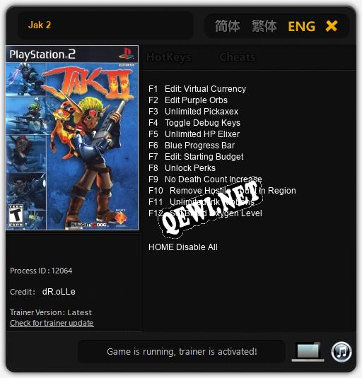 Jak 2: Читы, Трейнер +12 [dR.oLLe]