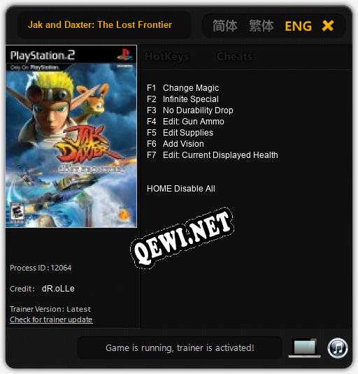 Jak and Daxter: The Lost Frontier: ТРЕЙНЕР И ЧИТЫ (V1.0.74)