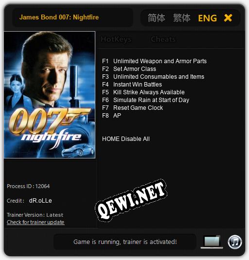 James Bond 007: Nightfire: Трейнер +8 [v1.1]