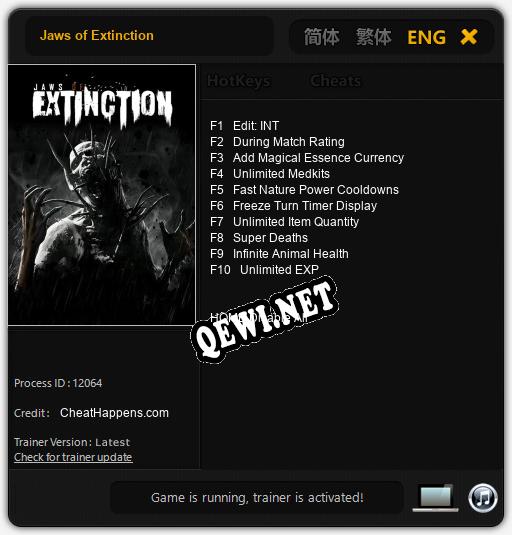 Jaws of Extinction: ТРЕЙНЕР И ЧИТЫ (V1.0.55)