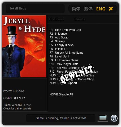 Jekyll Hyde: Читы, Трейнер +15 [dR.oLLe]