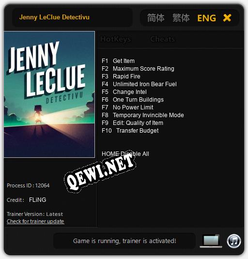 Трейнер для Jenny LeClue Detectivu [v1.0.4]