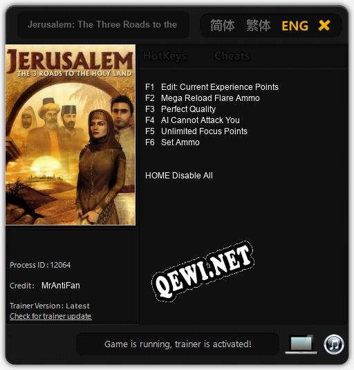 Jerusalem: The Three Roads to the Holy Land: ТРЕЙНЕР И ЧИТЫ (V1.0.7)