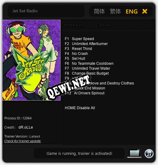 Jet Set Radio: Читы, Трейнер +12 [dR.oLLe]