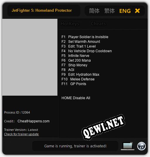 JetFighter 5: Homeland Protector: Трейнер +11 [v1.7]