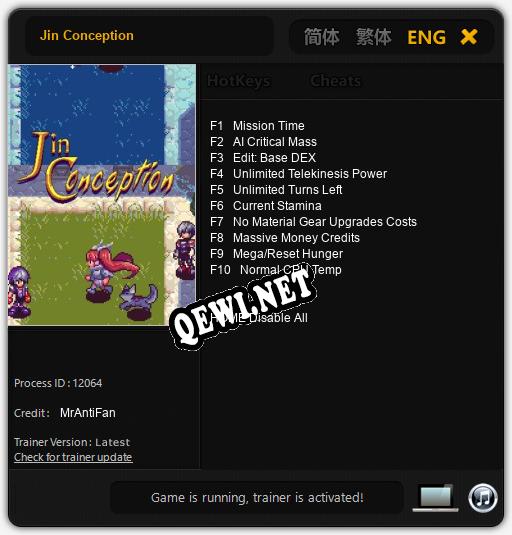 Трейнер для Jin Conception [v1.0.6]