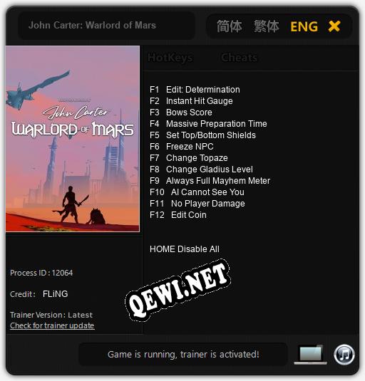 John Carter: Warlord of Mars: Читы, Трейнер +12 [FLiNG]
