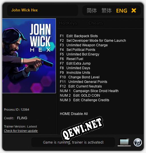Трейнер для John Wick Hex [v1.0.6]