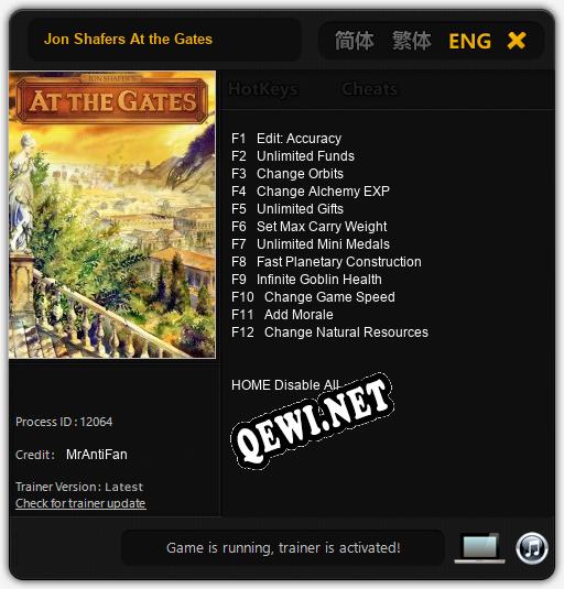 Трейнер для Jon Shafers At the Gates [v1.0.7]