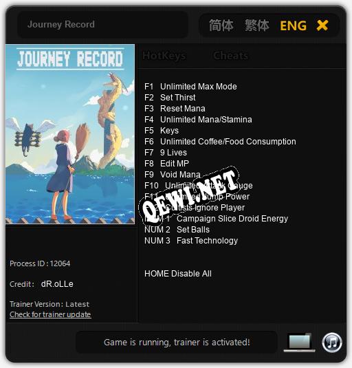 Journey Record: Читы, Трейнер +15 [dR.oLLe]