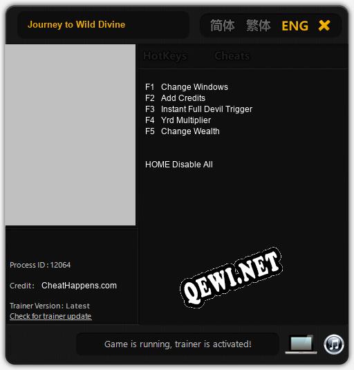 Трейнер для Journey to Wild Divine [v1.0.2]