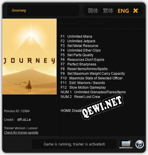Journey: Читы, Трейнер +14 [dR.oLLe]