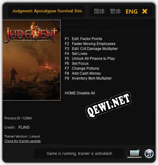 Judgment: Apocalypse Survival Simulation: ТРЕЙНЕР И ЧИТЫ (V1.0.17)