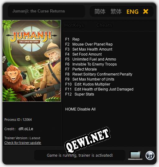 Jumanji: the Curse Returns: ТРЕЙНЕР И ЧИТЫ (V1.0.42)