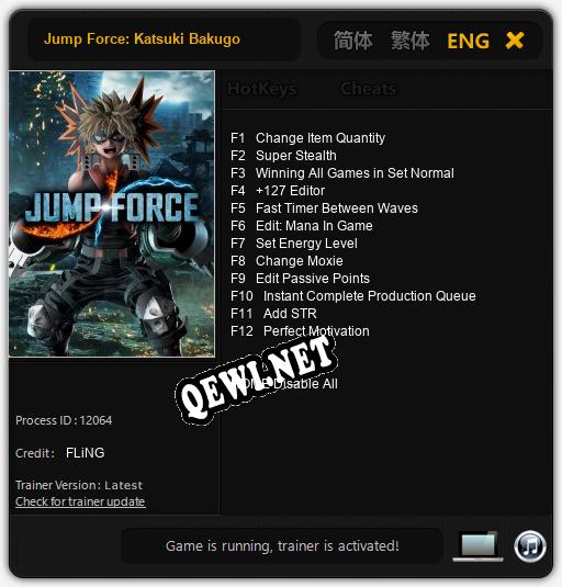 Трейнер для Jump Force: Katsuki Bakugo [v1.0.6]