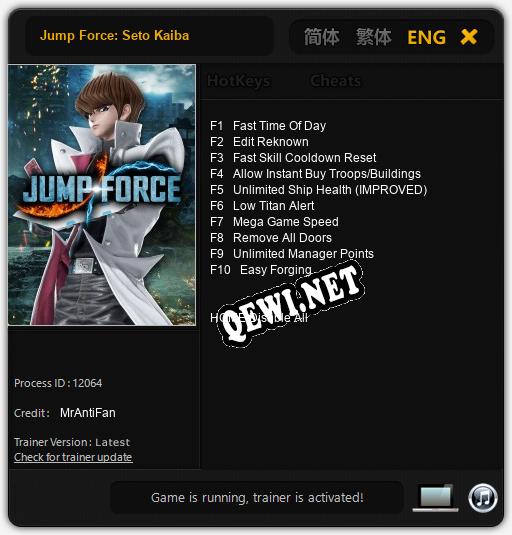 Трейнер для Jump Force: Seto Kaiba [v1.0.8]