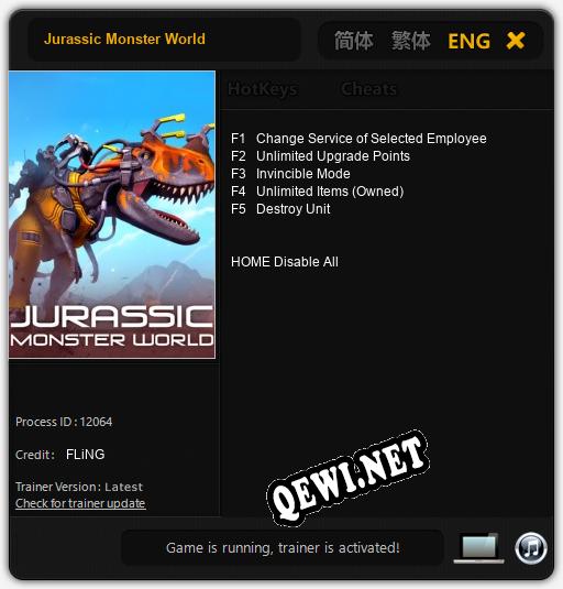 Трейнер для Jurassic Monster World [v1.0.2]