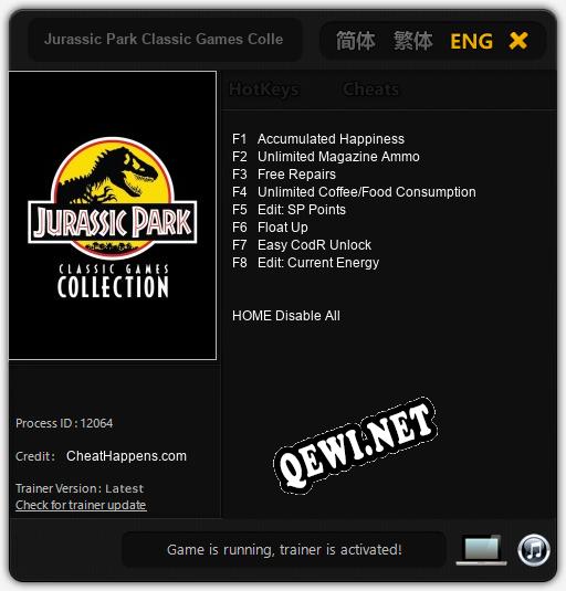 Трейнер для Jurassic Park Classic Games Collection [v1.0.1]