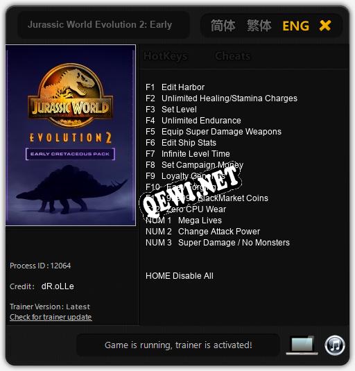 Jurassic World Evolution 2: Early Cretaceous: Трейнер +15 [v1.6]