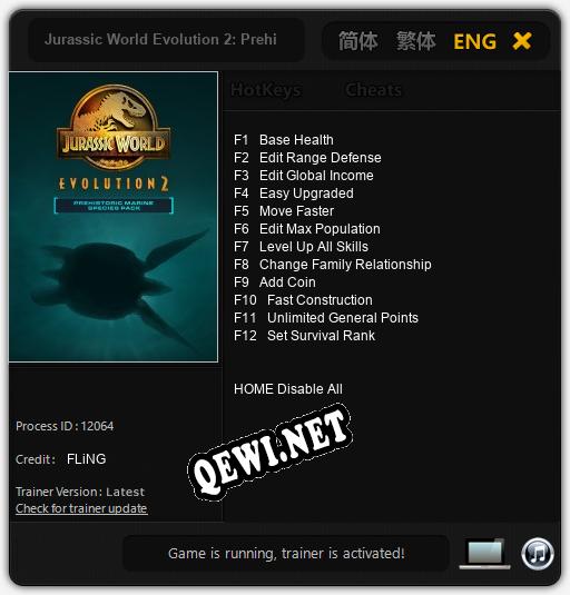 Трейнер для Jurassic World Evolution 2: Prehistoric Marine [v1.0.9]