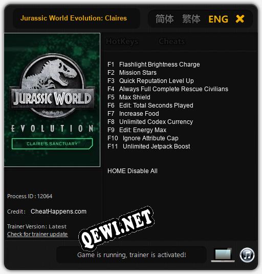 Jurassic World Evolution: Claires Sanctuary: Трейнер +11 [v1.1]