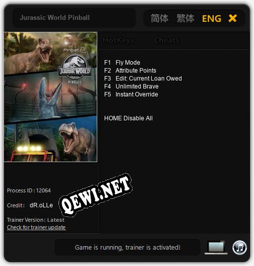 Jurassic World Pinball: ТРЕЙНЕР И ЧИТЫ (V1.0.25)