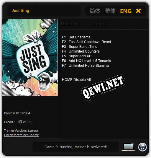 Just Sing: ТРЕЙНЕР И ЧИТЫ (V1.0.15)