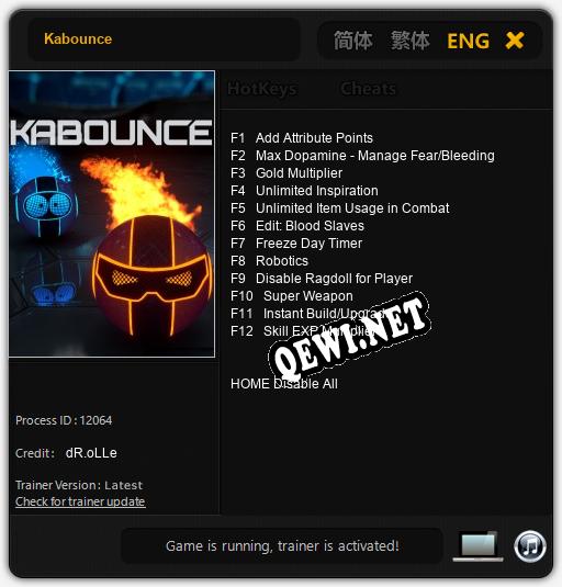 Kabounce: Читы, Трейнер +12 [dR.oLLe]