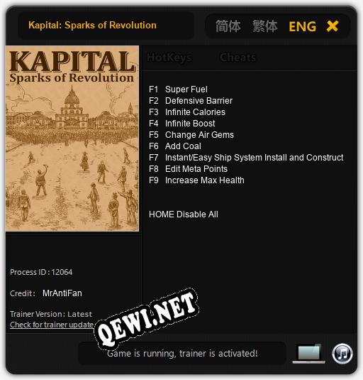 Трейнер для Kapital: Sparks of Revolution [v1.0.2]