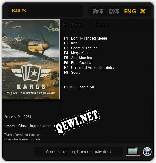 Трейнер для KARDS [v1.0.8]