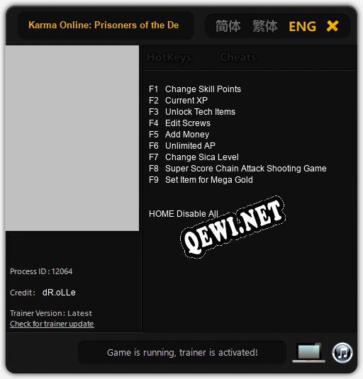 Karma Online: Prisoners of the Dead: Читы, Трейнер +9 [dR.oLLe]