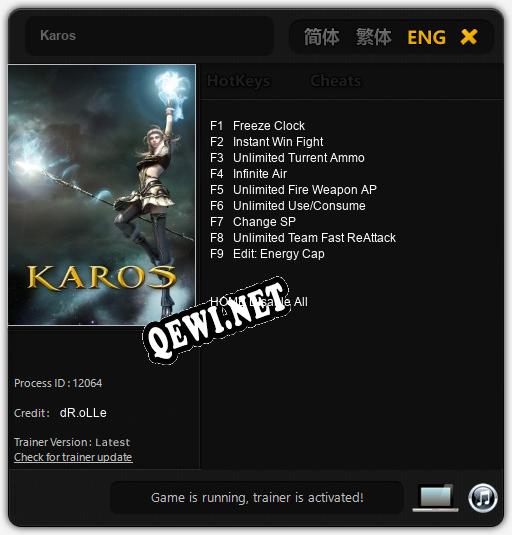 Karos: Читы, Трейнер +9 [dR.oLLe]